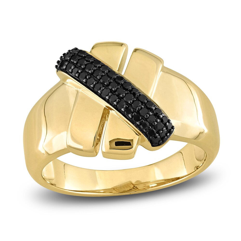 Black Diamond Ring 1/5 ct tw Round 14K Yellow Gold Pd1XW3L6