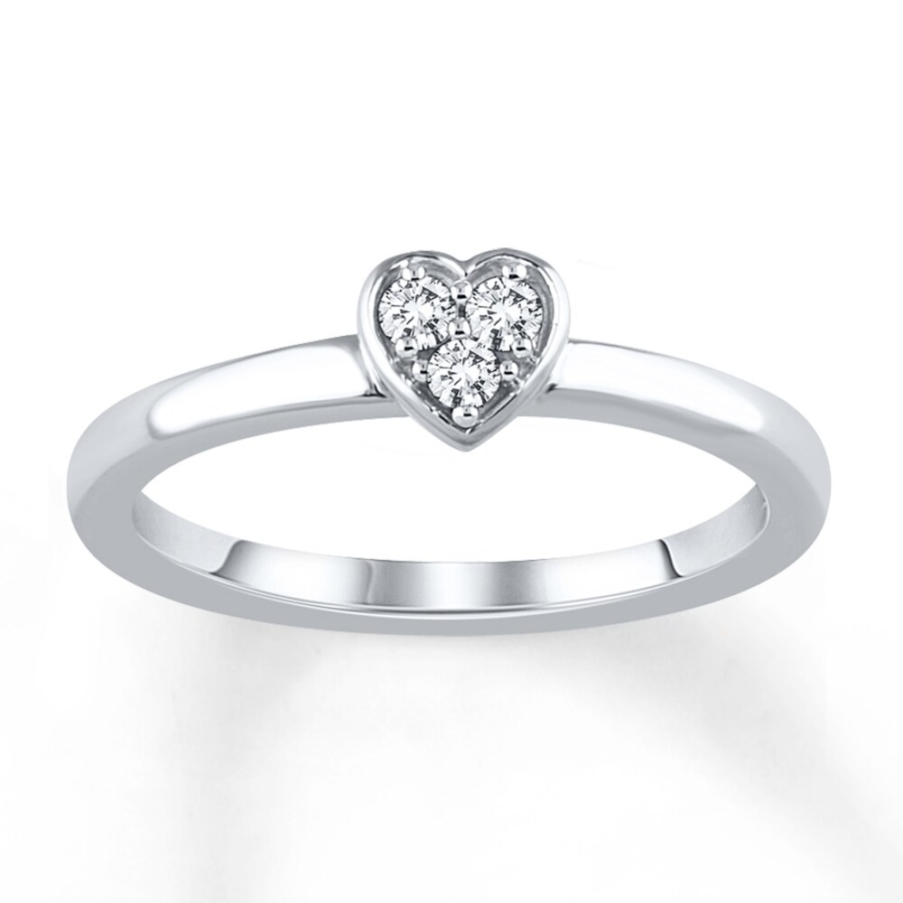 Diamond Stackable Heart Ring 1/10 ct tw Round 10K White Gold Pml82cMZ
