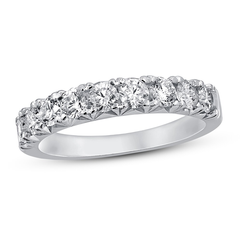 Diamond Anniversary Ring 1 ct tw Round 14K White Gold PtJAehAW