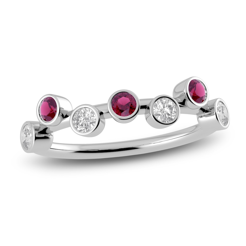 Juliette Maison Natural Rhodolite Garnet & Natural White Sapphire Ring 10K White Gold PtpR2u7s