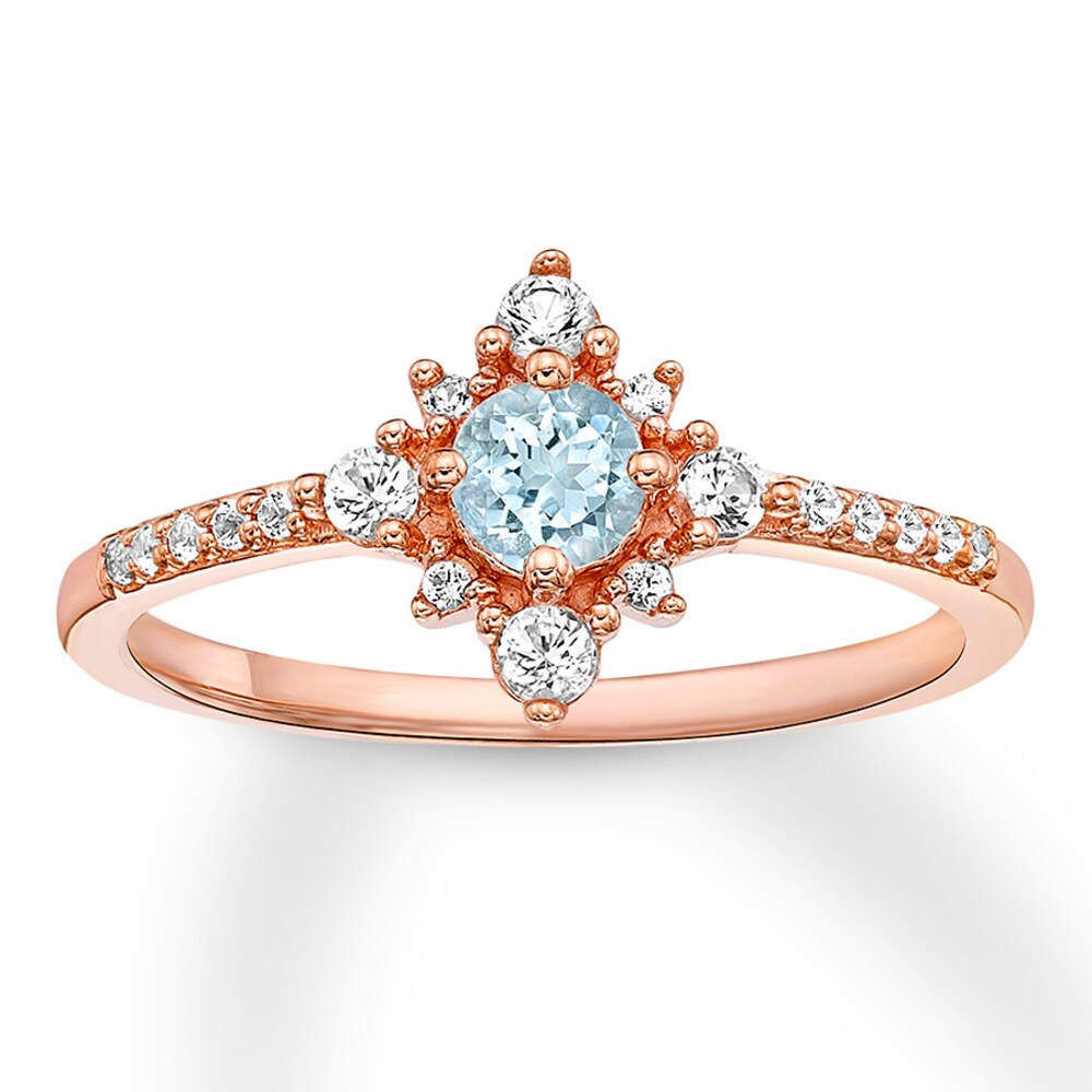 Aquamarine Ring Lab-created Sapphires 10K Rose Gold Q2JiX5gf