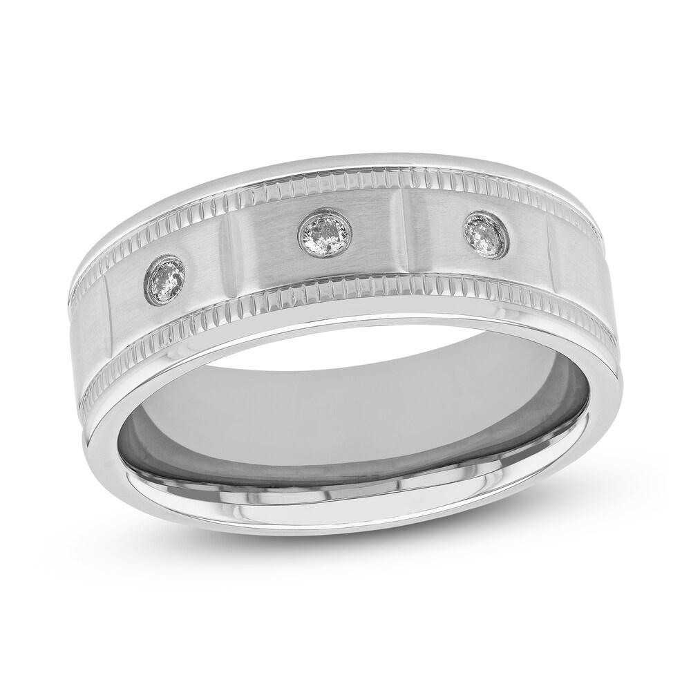 Diamond Wedding Band 1/10 ct tw Round Stainless Steel Q2goWKX0