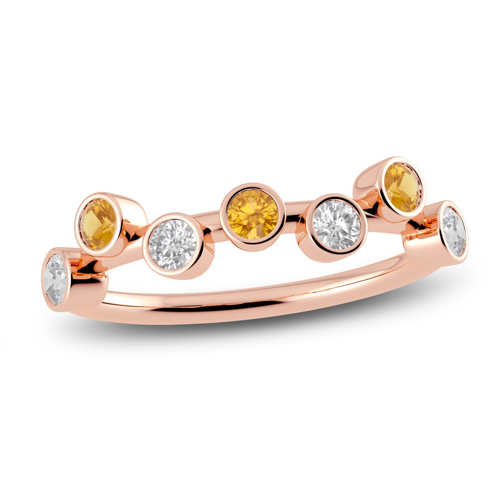 Juliette Maison Natural Citrine & Natural White Sapphire Ring 10K Rose Gold Q63uZDQg