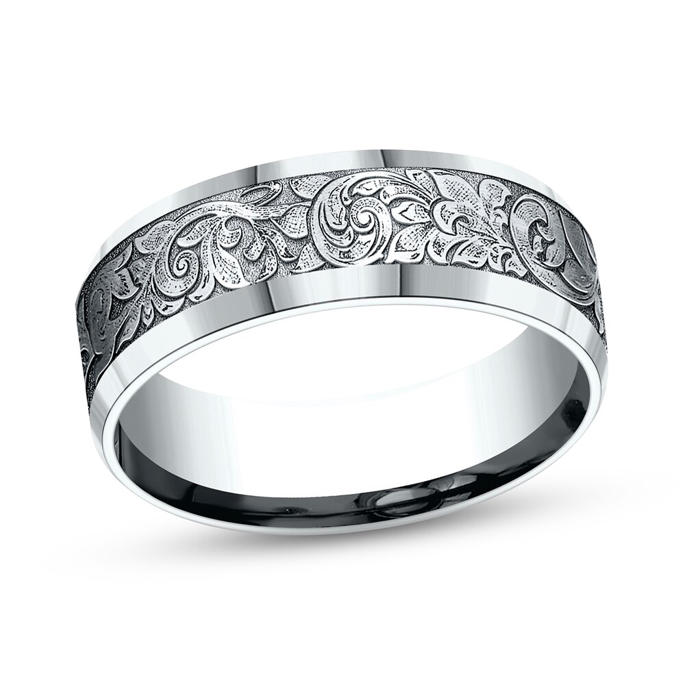 Script Wedding Band 14K White Gold 7.5mm Q7T502WX