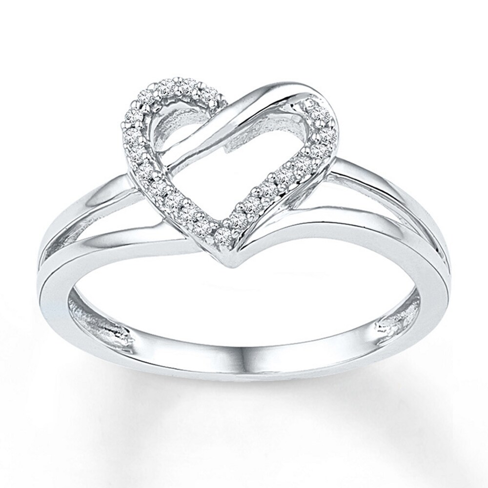 Diamond Heart Ring 1/20 ct tw Round Sterling Silver QCZ2PcPq
