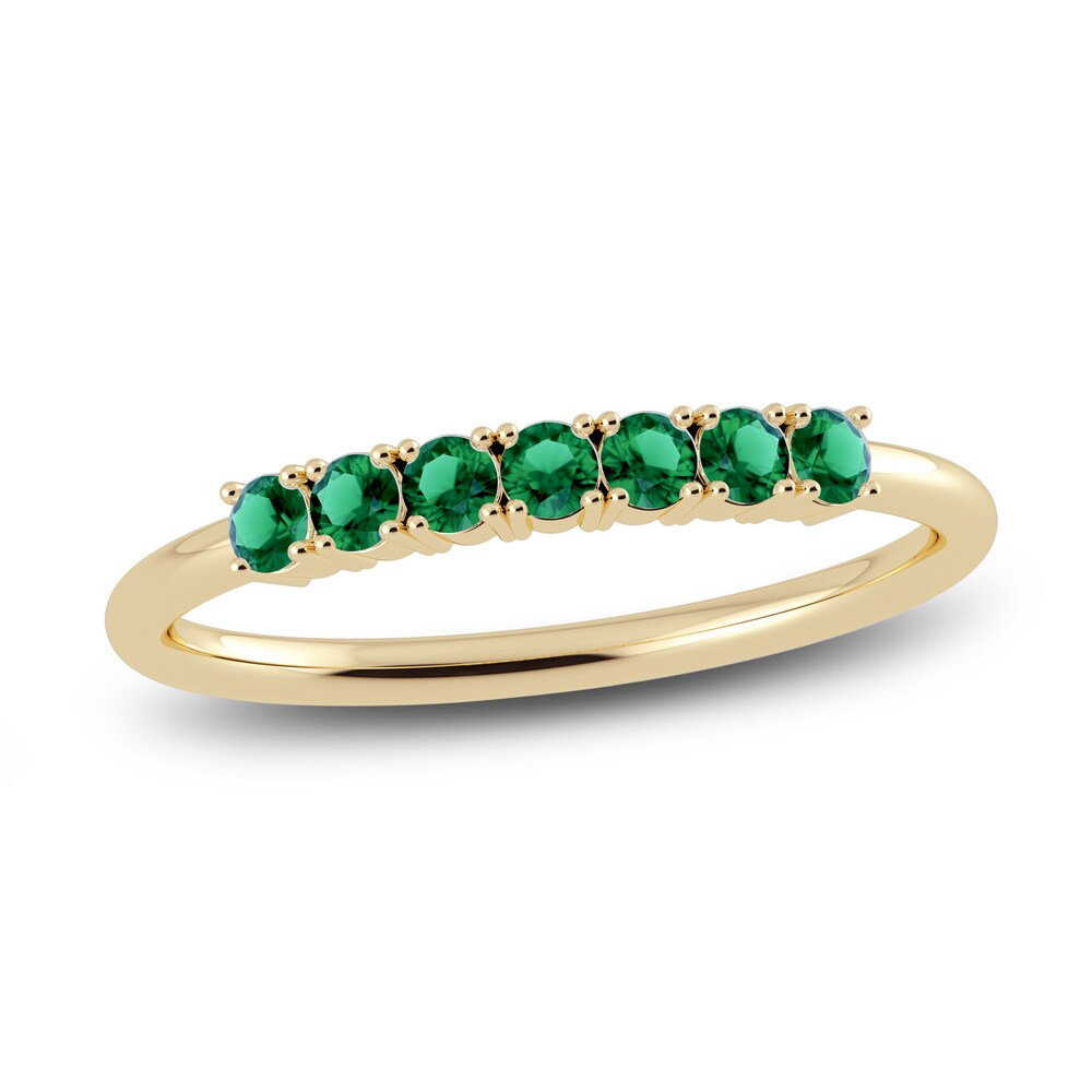 Juliette Maison Natural Emerald Half Eternity Ring 10K Yellow Gold QEA9BCuQ