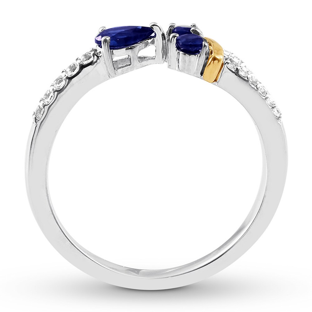 Natural Sapphire Ring White Topaz Sterling Silver/10K Gold QFkRifr1