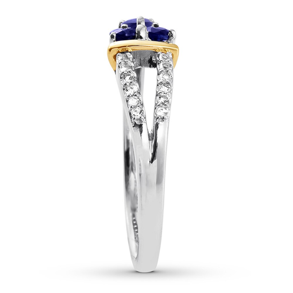 Natural Sapphire Ring White Topaz Sterling Silver/10K Gold QFkRifr1