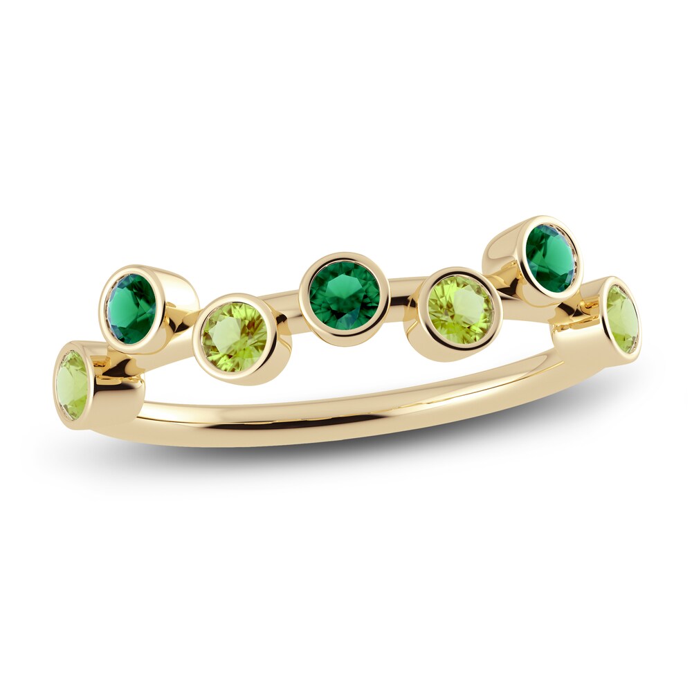 Juliette Maison Natural Emerald & Natural Peridot Ring 10K Yellow Gold QU1pZwuR
