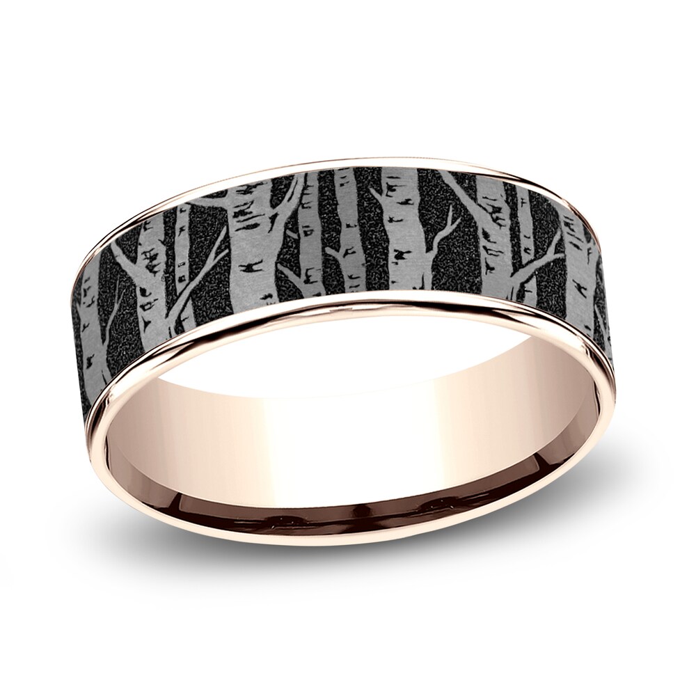 Men's Birch Wedding Band Titanium/14K Rose Gold 7.5mm QWkeBnL4