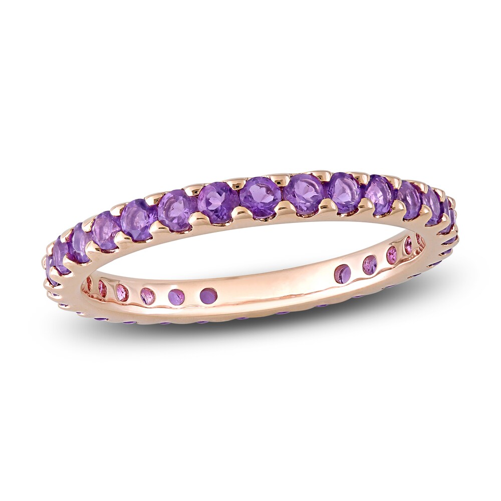 Natural Amethyst Eternity Ring 10K Rose Gold QXeFp41F