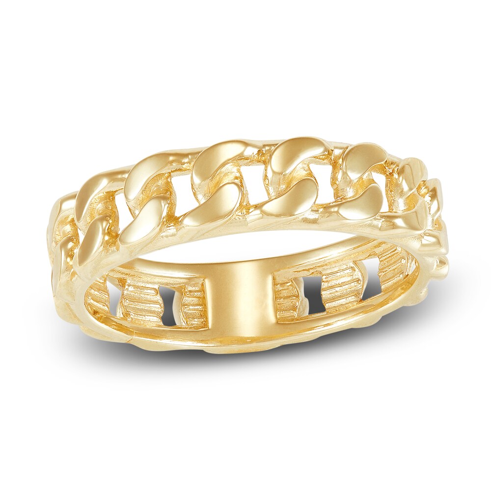 Italia D'Oro Men's Curb Ring 14K Yellow Gold QYLQVQkW