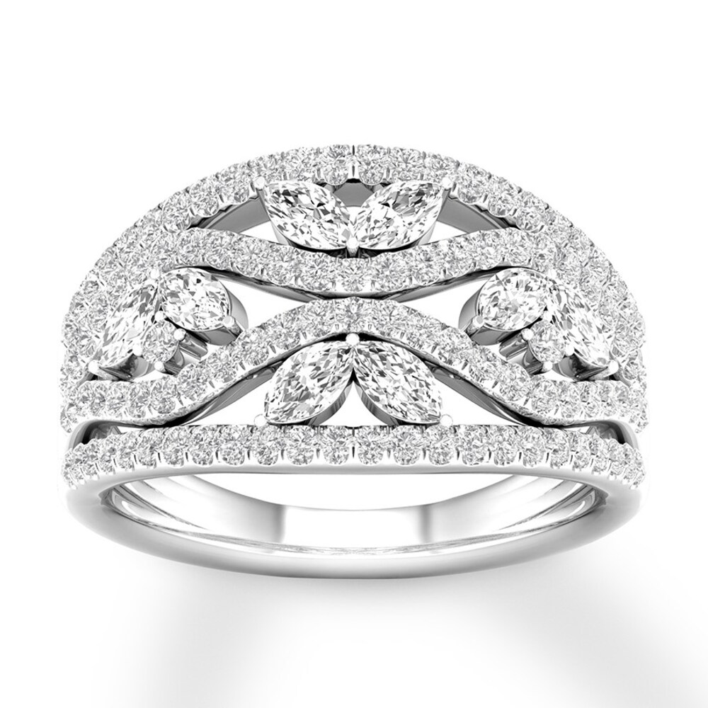 Diamond Ring 1 carat tw Marquise & Round 14K White Gold QZ0pvwCg