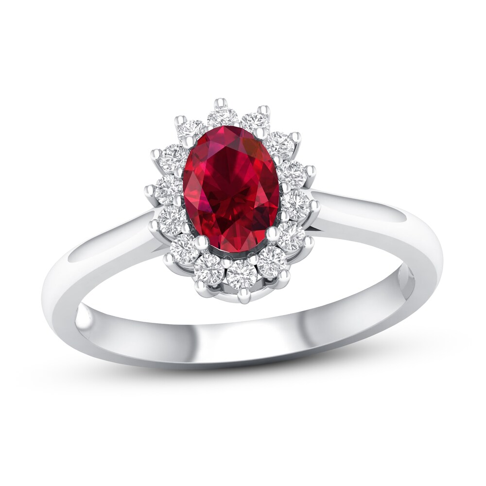 Ruby Ring 1/5 ct tw Diamonds 10K White Gold RC2Wj8bE