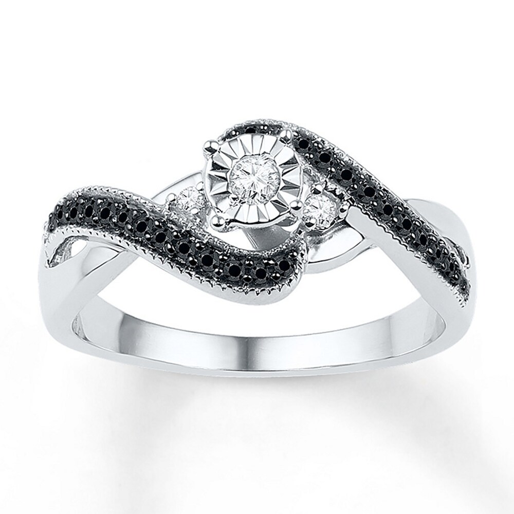 Black/White Diamond Promise Ring 1/4 ct tw Sterling Silver RCRfyH7W