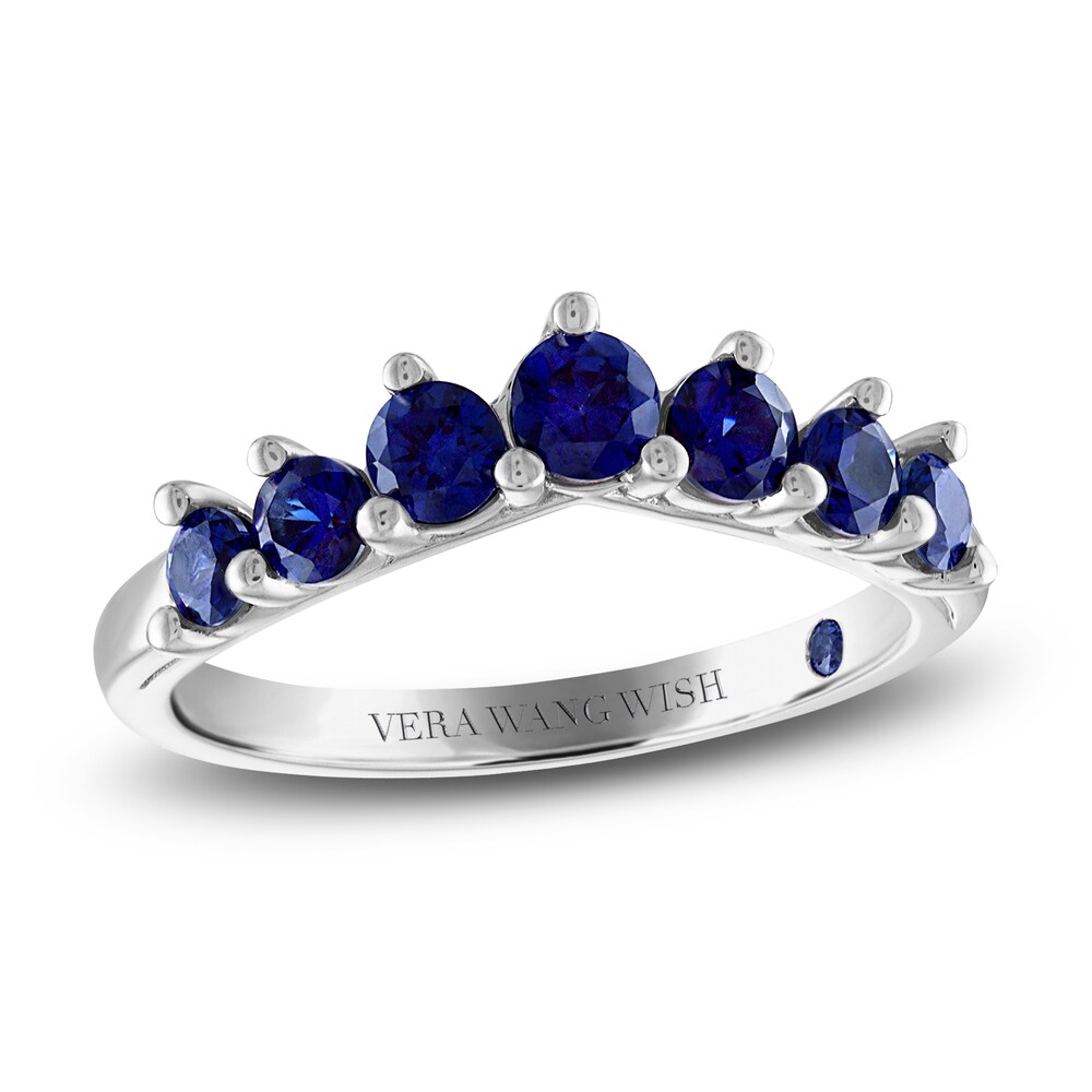 Vera Wang WISH Natural Blue Sapphire Wedding Band 14K White Gold RXenbIdn