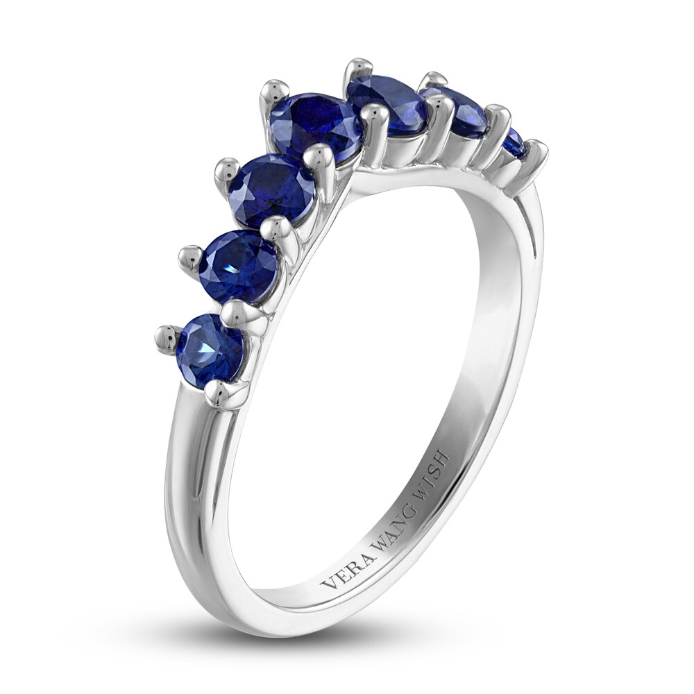 Vera Wang WISH Natural Blue Sapphire Wedding Band 14K White Gold RXenbIdn