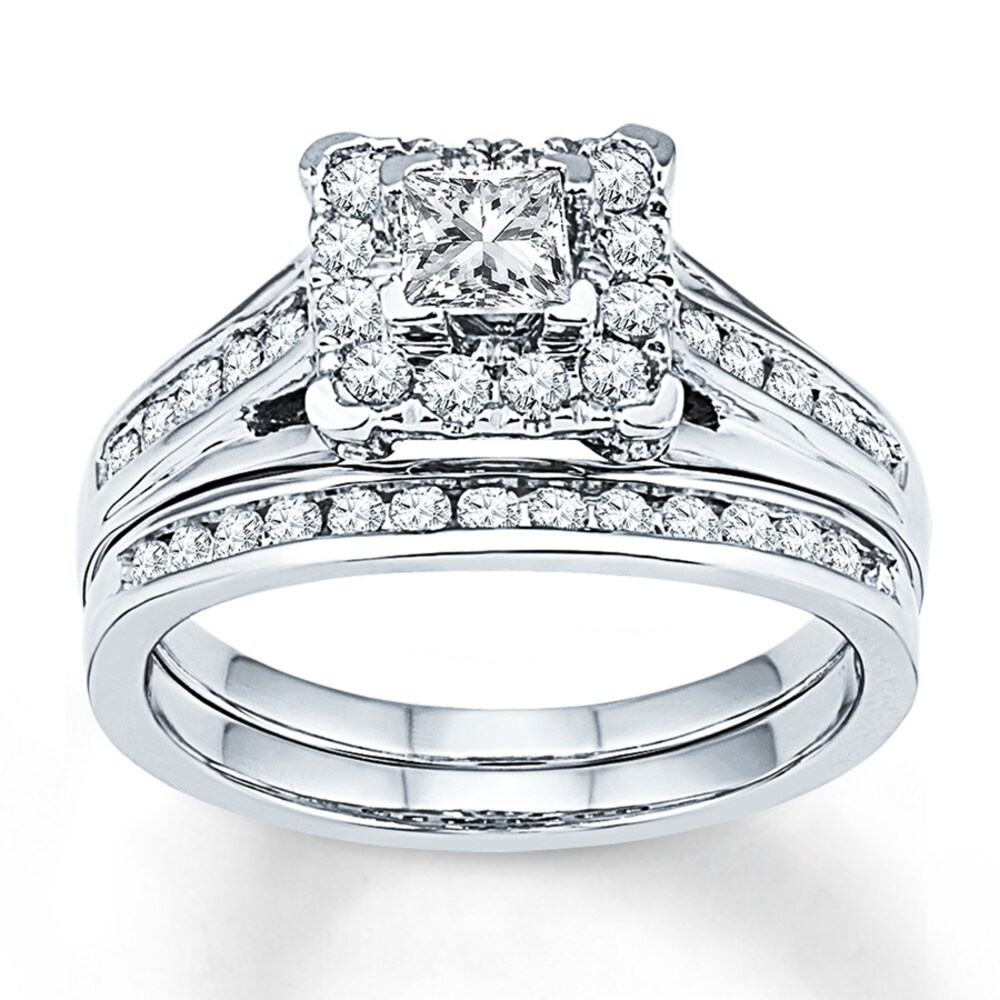 Diamond Bridal Set 7/8 ct tw Princess-cut 14K White Gold RbN74FIQ