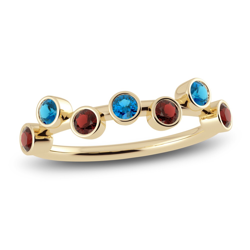 Juliette Maison Natural Blue Zircon & Natural Garnet Ring 10K Yellow Gold Resy5NF0