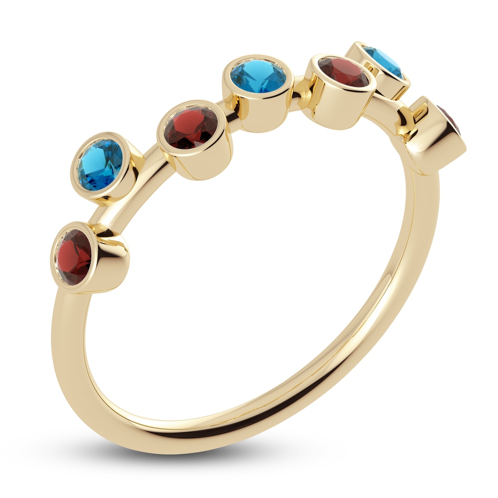 Juliette Maison Natural Blue Zircon & Natural Garnet Ring 10K Yellow Gold Resy5NF0