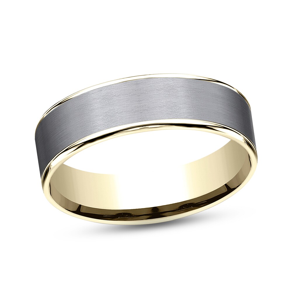 Satin Wedding Band 14K Yellow Gold/Tantalum 6.5mm Rqg94YVj