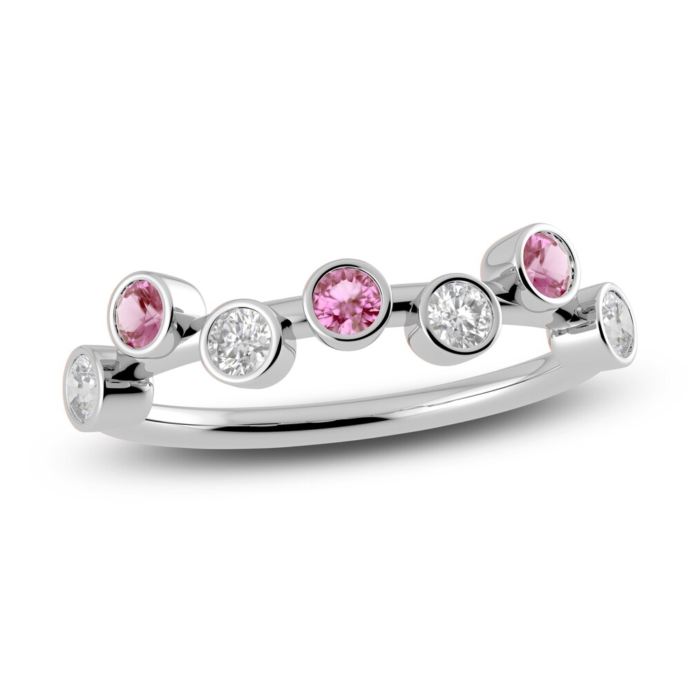 Juliette Maison Natural White Sapphire & Natural Pink Tourmaline Ring 10K White Gold RrSQnCXS