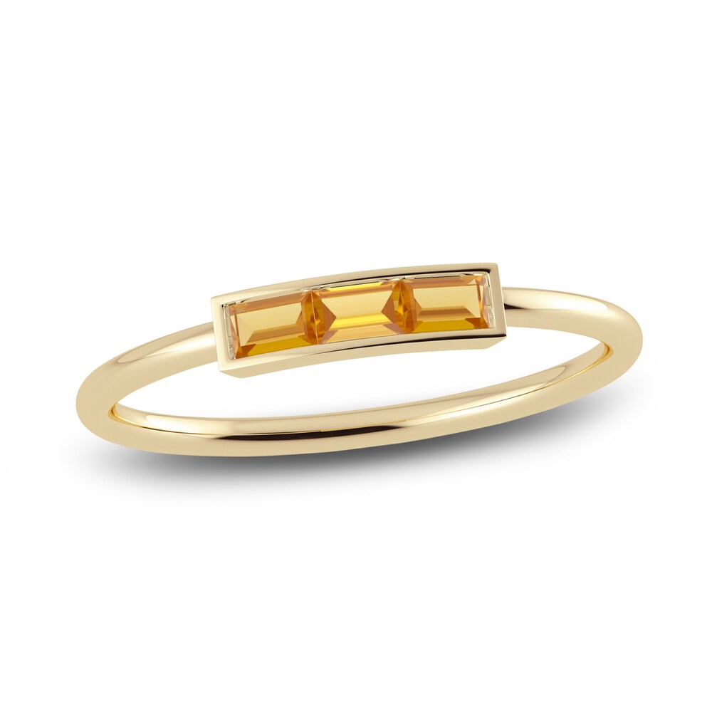 Juliette Maison Natural Citrine Baguette Bar Ring 10K Yellow Gold Rw2BufNN