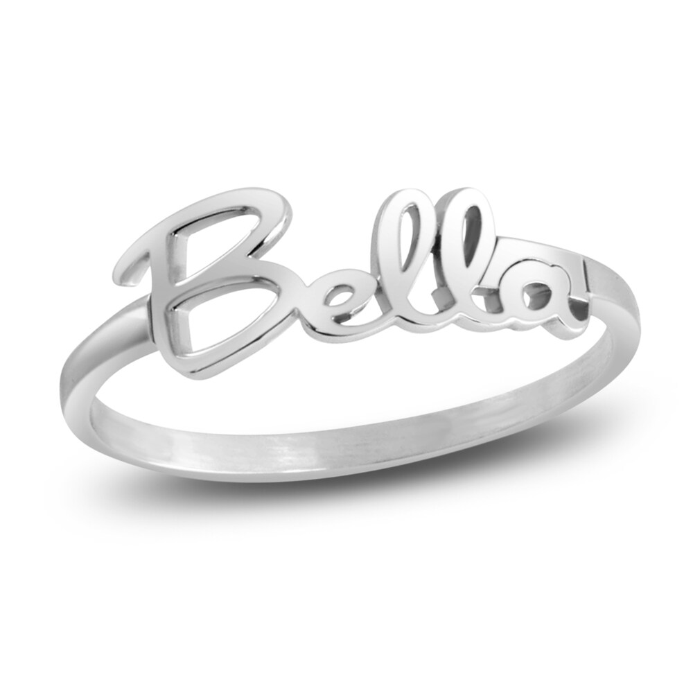 High-Polish Personalized Name Ring 14K White Gold S39cey6H