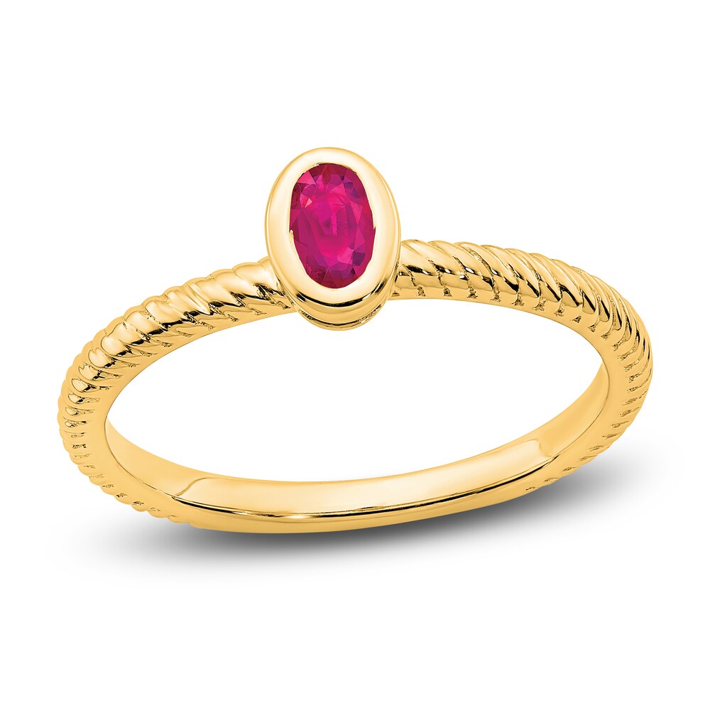 Natural Ruby Oval Bezel Ring 14K Yellow Gold S7gt4bpZ