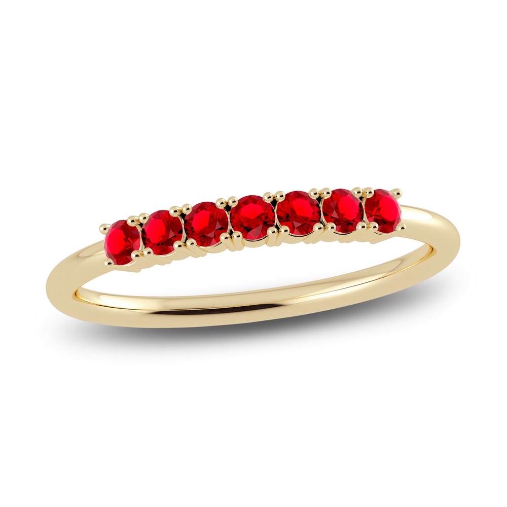 Juliette Maison Natural Ruby Half Eternity Ring 10K Yellow Gold SBTFOYow