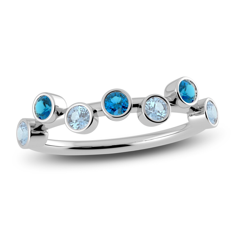 Juliette Maison Natural Blue Zircon & Natural Aquamarine Ring 10K White Gold SHQOQ8PM