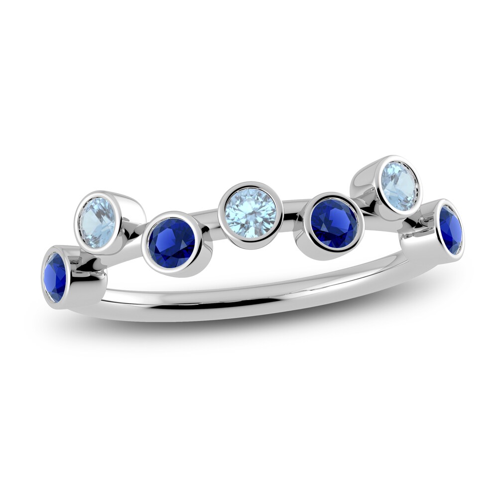 Juliette Maison Natural Aquamarine & Natural Blue Sapphire Ring 10K White Gold SLWK0tIy