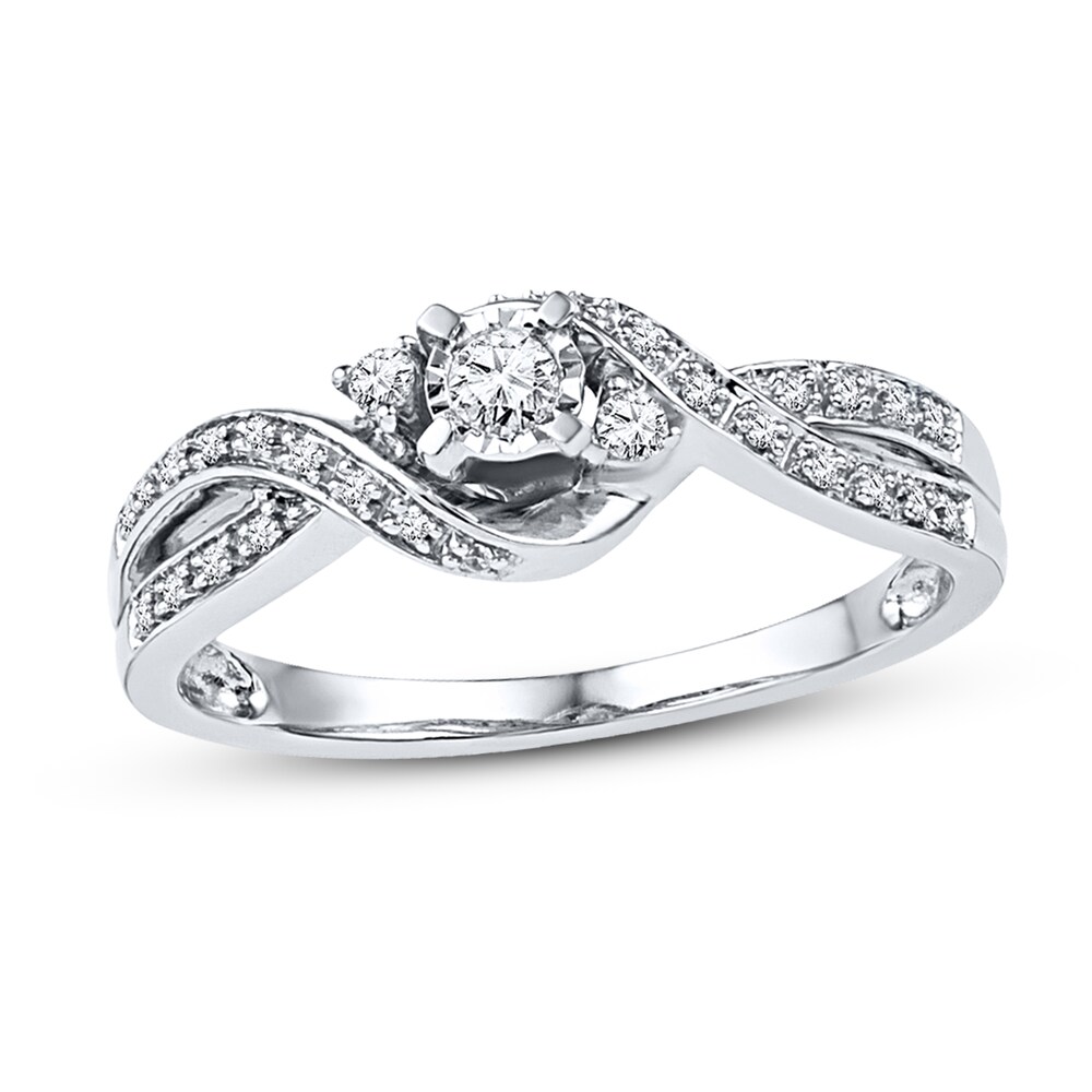 Diamond Promise Ring 1/6 ct tw Round-cut Sterling Silver SPS4kwxC