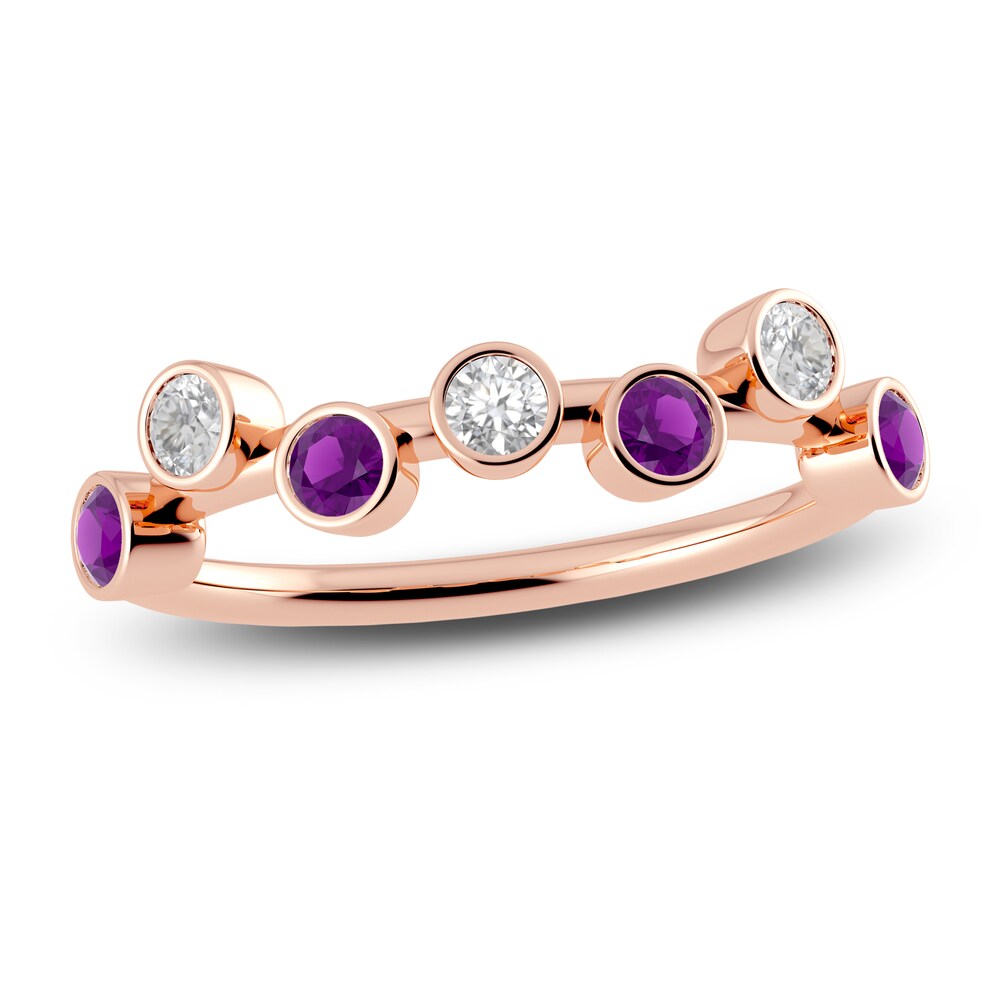 Juliette Maison Natural White Sapphire & Natural Amethyst Ring 10K Rose Gold SQBBPSnq