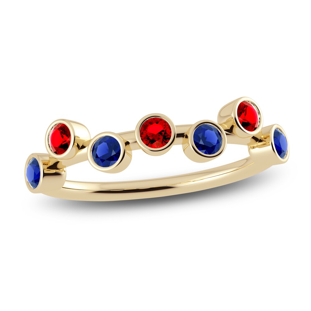 Juliette Maison Natural Blue Sapphire & Natural Ruby Ring 10K Yellow Gold SU17rVeI