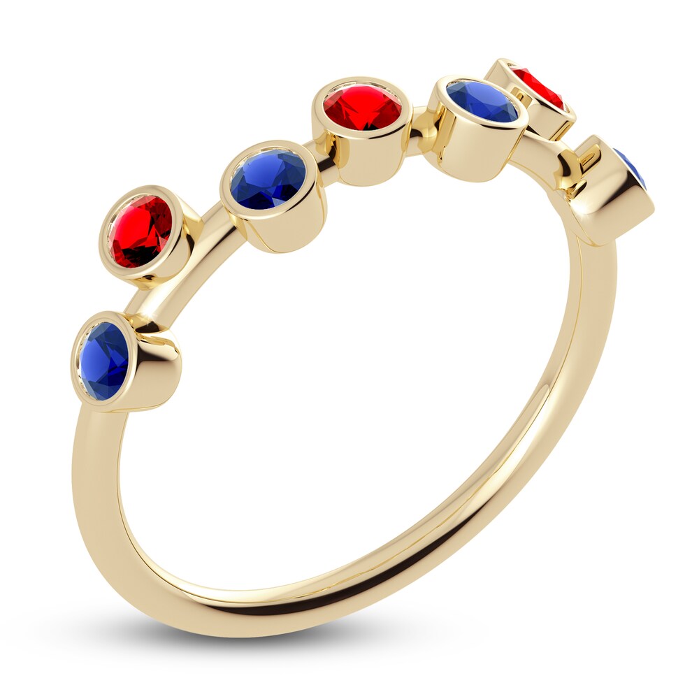 Juliette Maison Natural Blue Sapphire & Natural Ruby Ring 10K Yellow Gold SU17rVeI