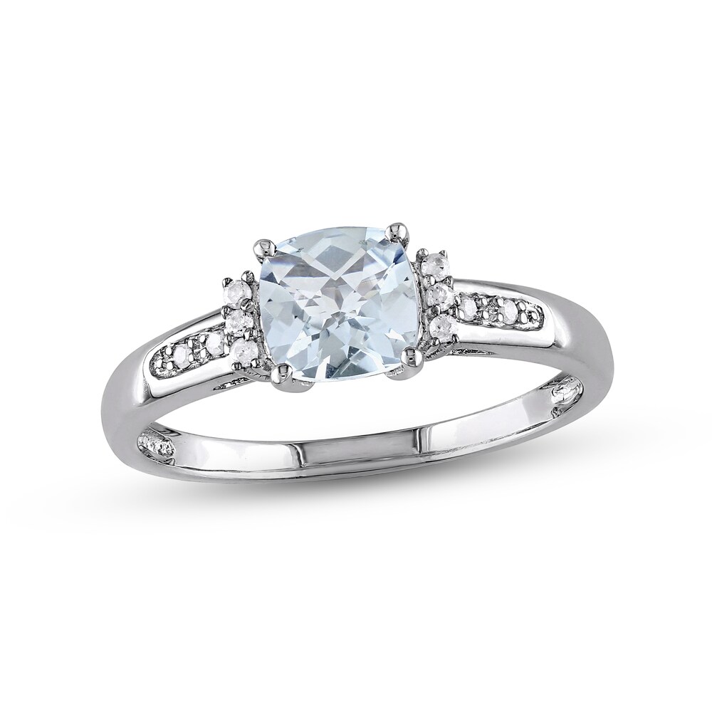 Aquamarine Ring 1/20 ct tw Diamonds Sterling Silver SU6XiNU8