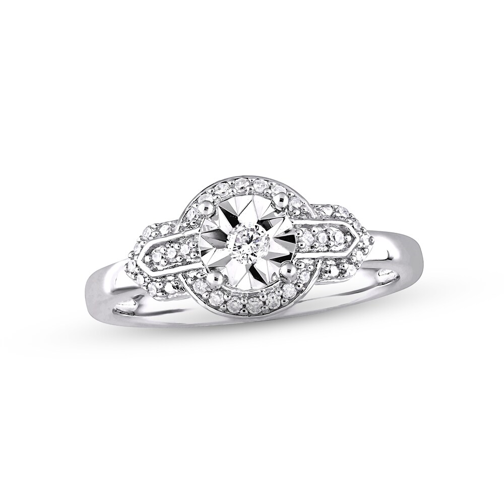 Diamond Halo Ring 1/6 ct tw Round Sterling Silver SY8sVRaJ