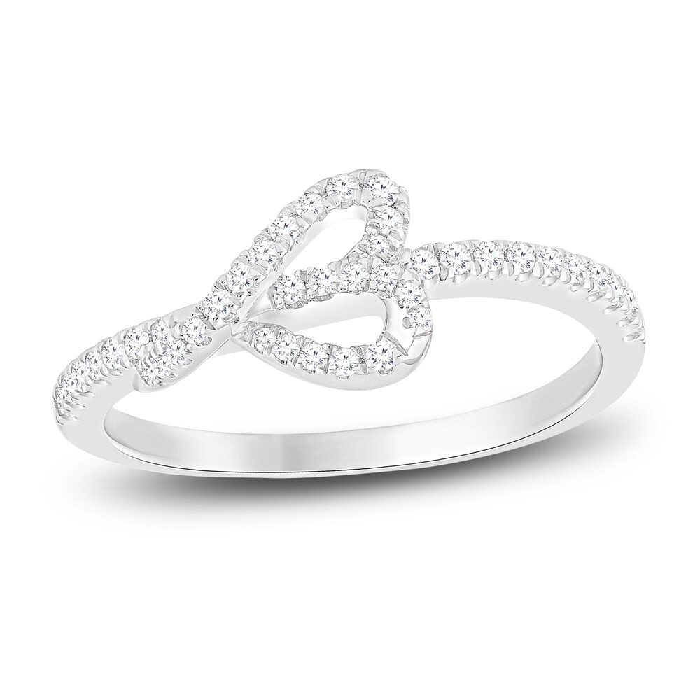 Diamond Heart Stack Ring 1/4 ct tw Round 10K White Gold ScFB5hWw