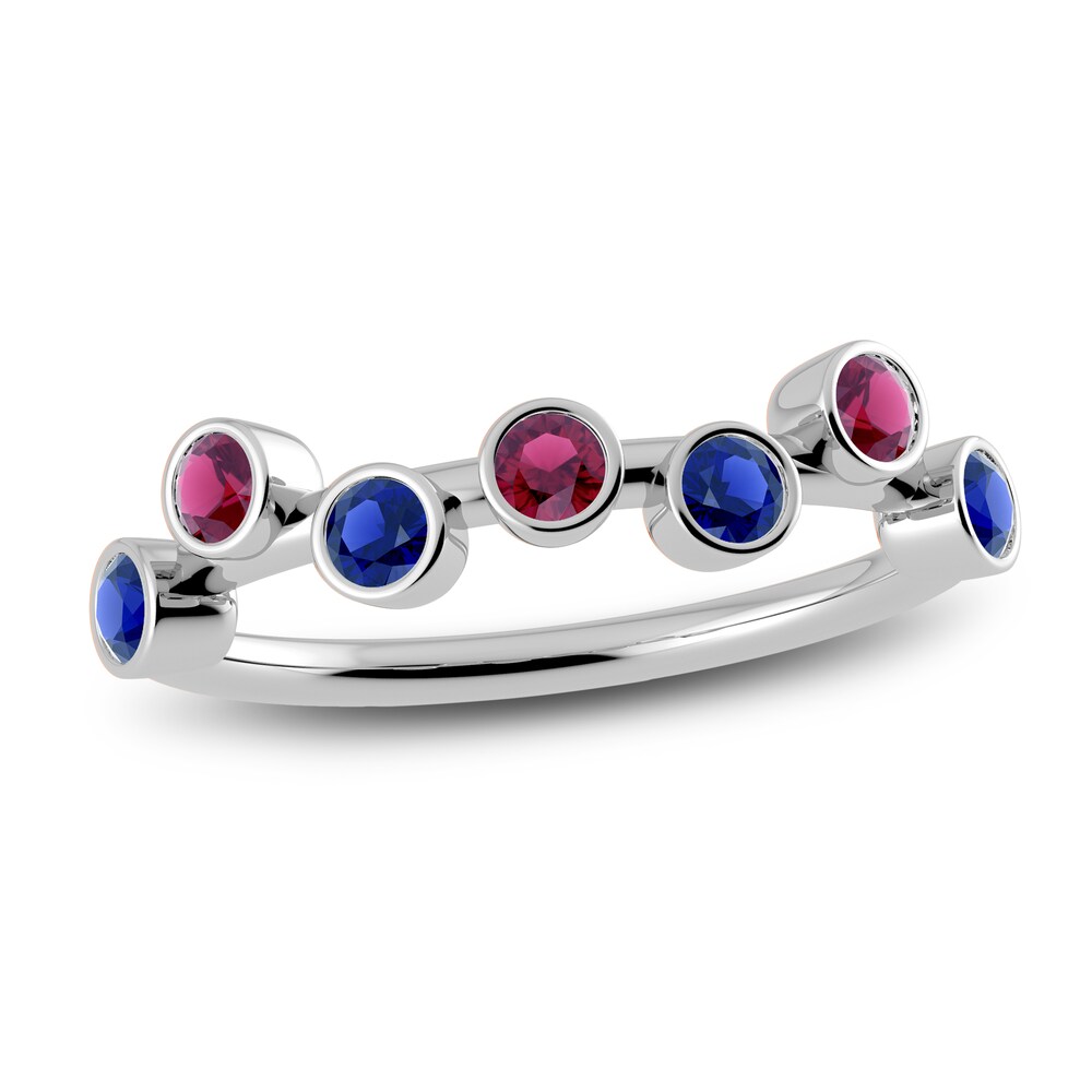 Juliette Maison Natural Blue Sapphire & Natural Rhodolite Garnet Ring 10K White Gold ScVRv6Y8