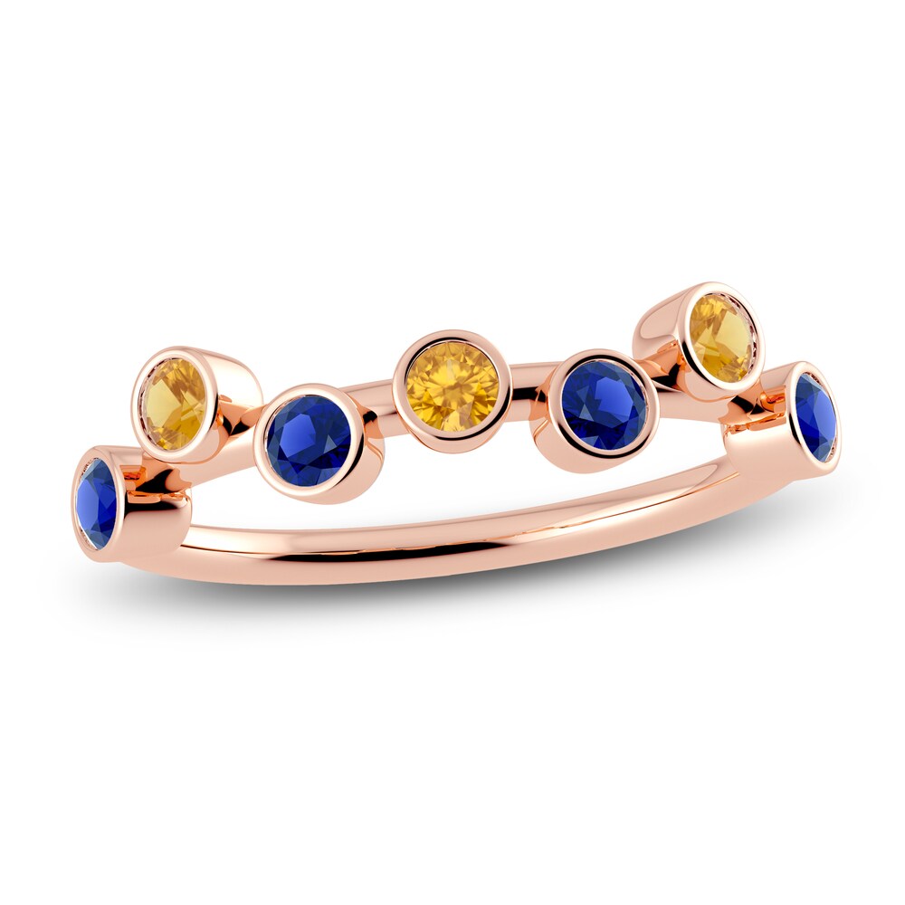 Juliette Maison Natural Blue Sapphire & Natural Orange Citrine Ring 10K Rose Gold SjOJ3bVb