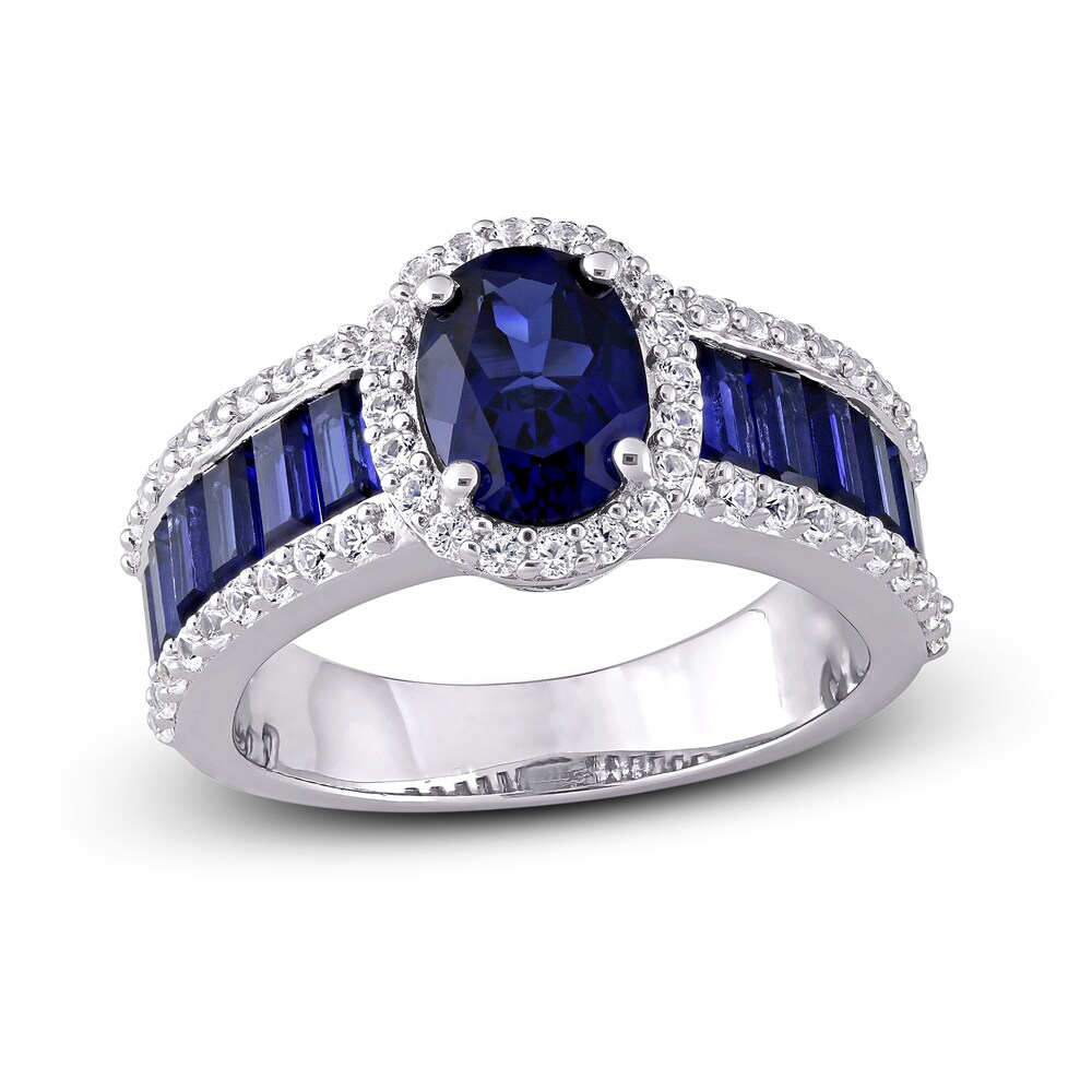 Lab-Created Blue Sapphire & Lab-Created White Sapphire Ring Sterling Silver SkBBphbO
