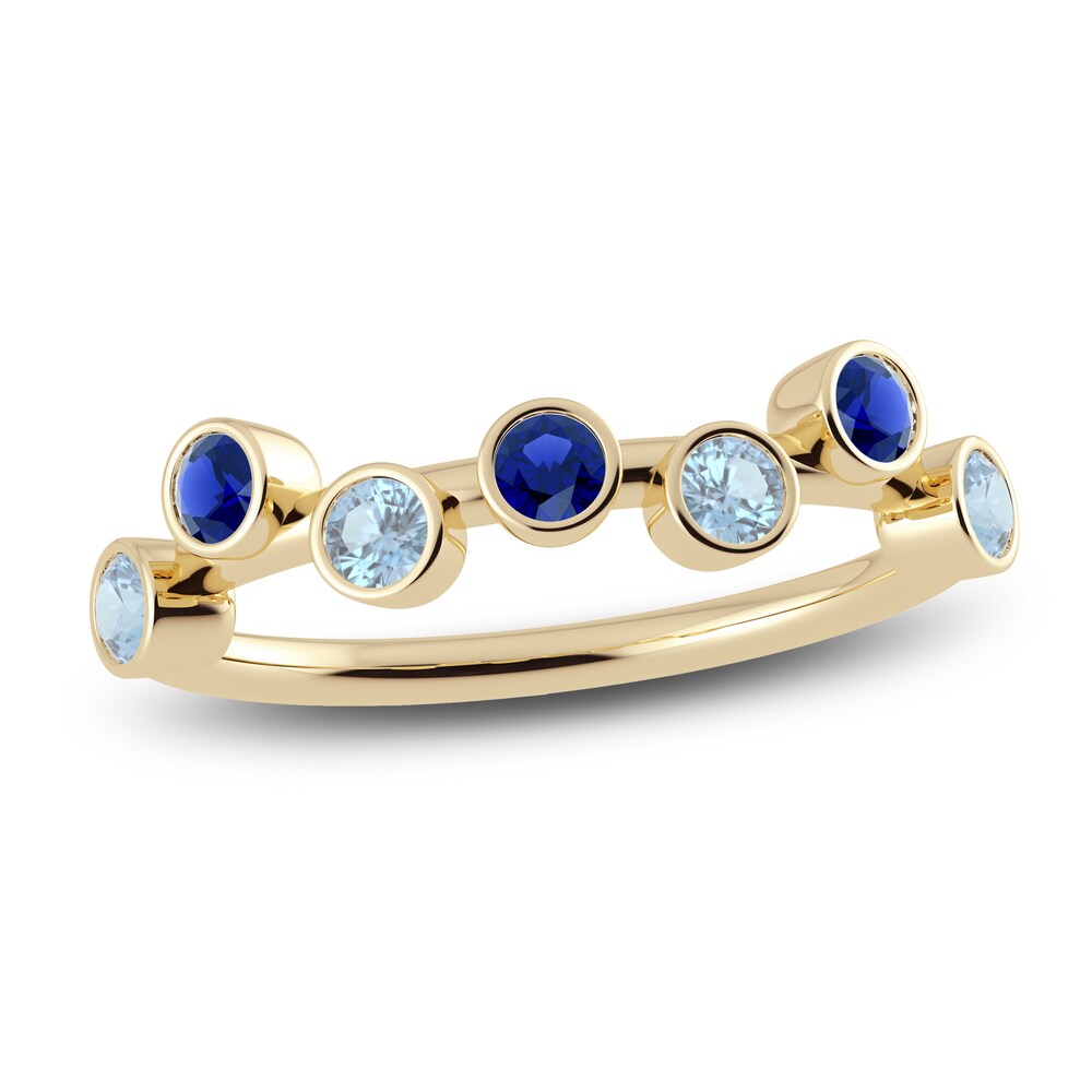 Juliette Maison Natural Blue Sapphire & Natural Aquamarine Ring 10K Yellow Gold Son446lg