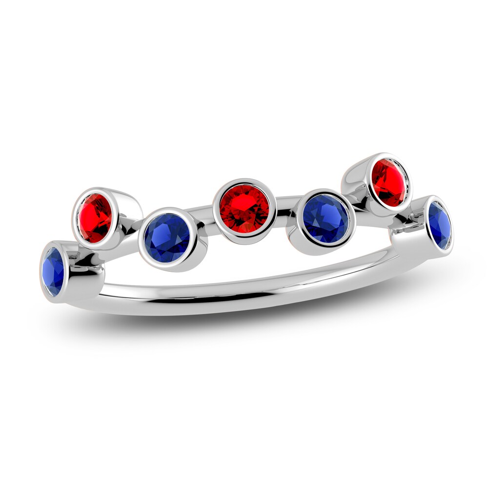 Juliette Maison Natural Ruby & Natural Blue Sapphire Ring 10K White Gold Src3DyW3
