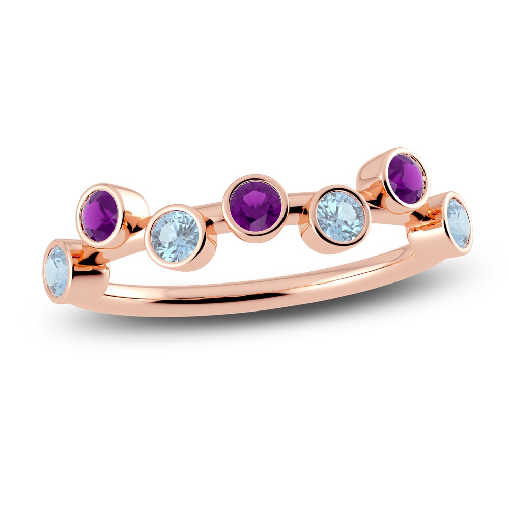 Juliette Maison Natural Amethyst & Natural Aquamarine Ring 10K Rose Gold StB9kWbE