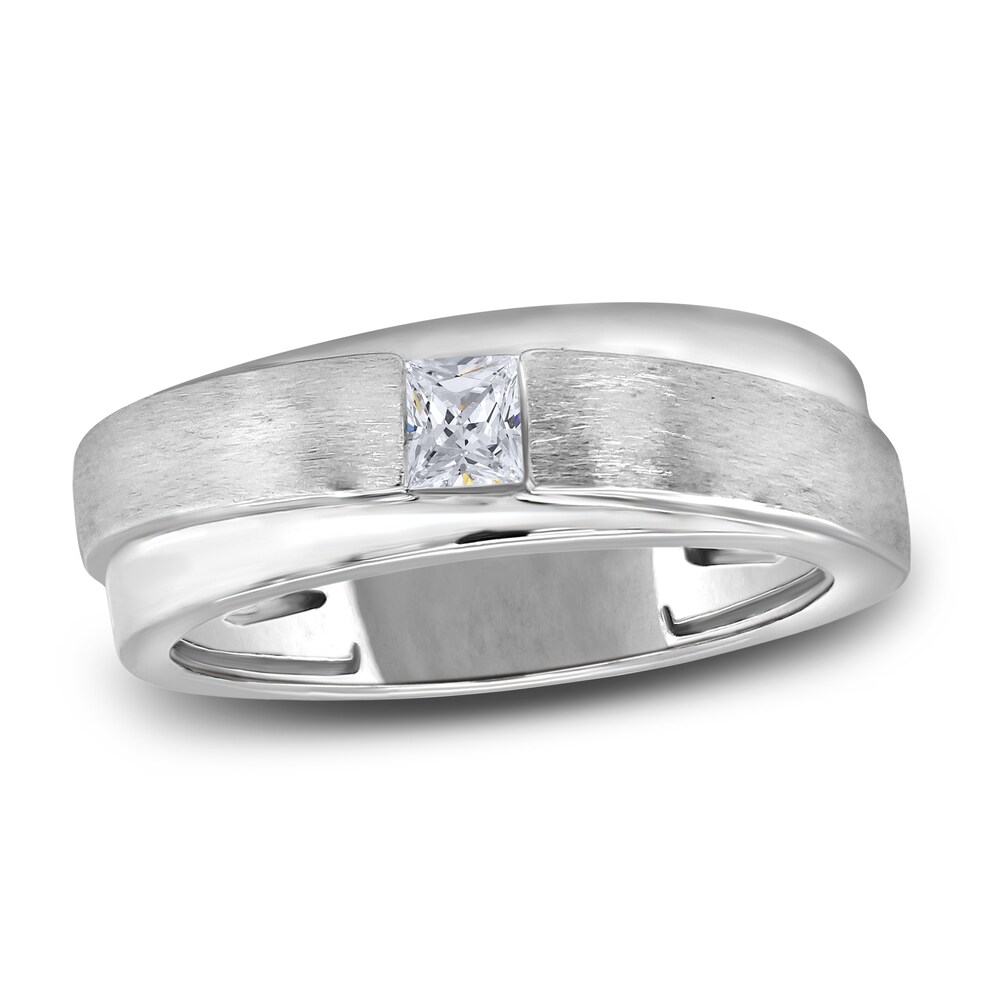 Men's Diamond Anniversary Ring 1/4 ct tw Princess 14K White Gold T4ZBw3j8