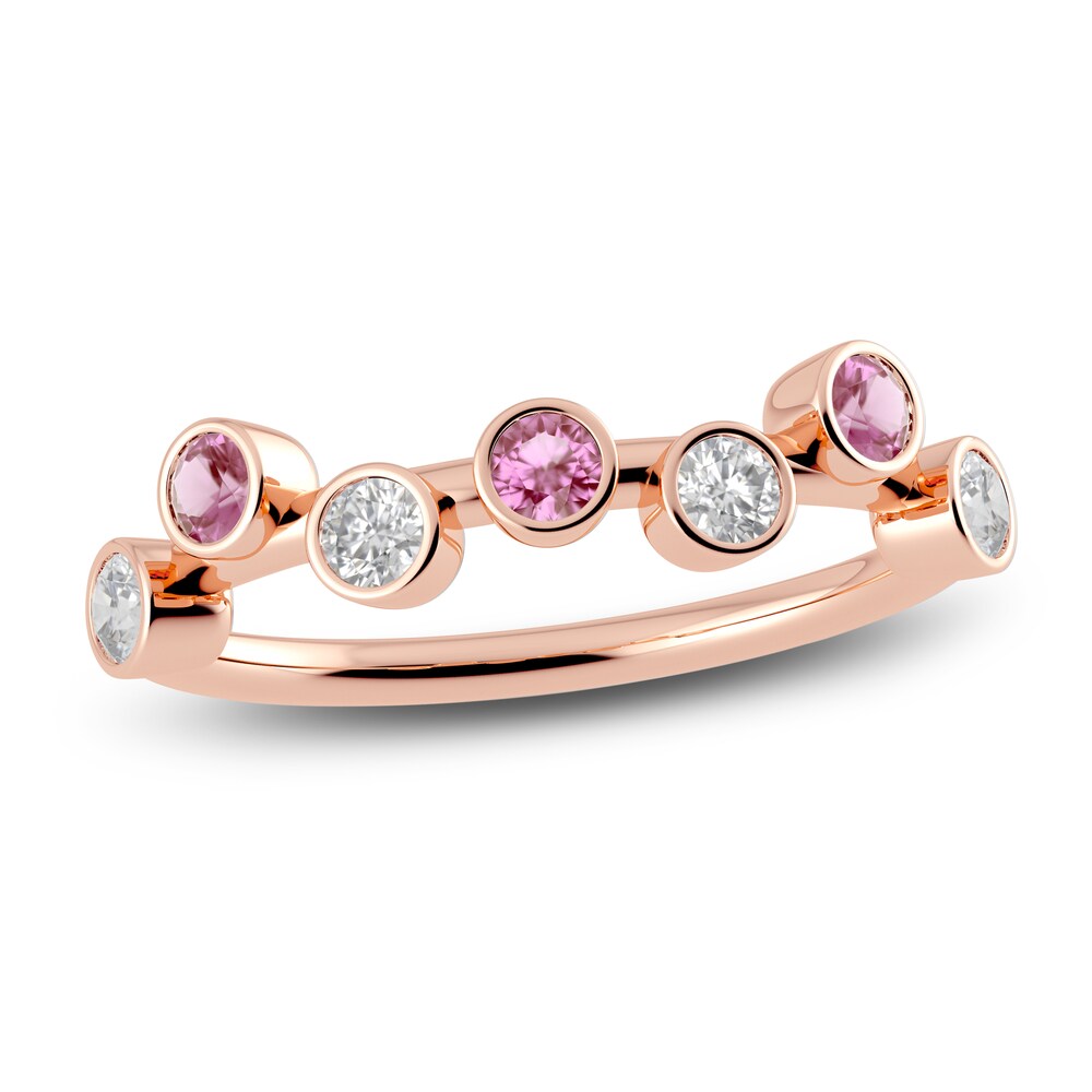 Juliette Maison Natural Pink Tourmaline & Natural White Sapphire Ring 10K Rose Gold TDt7F1AI