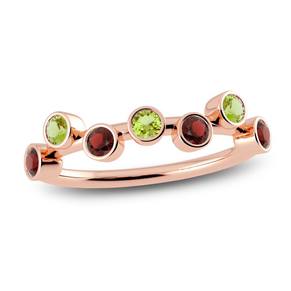 Juliette Maison Natural Garnet & Natural Peridot Ring 10K Rose Gold TRWJwYmg