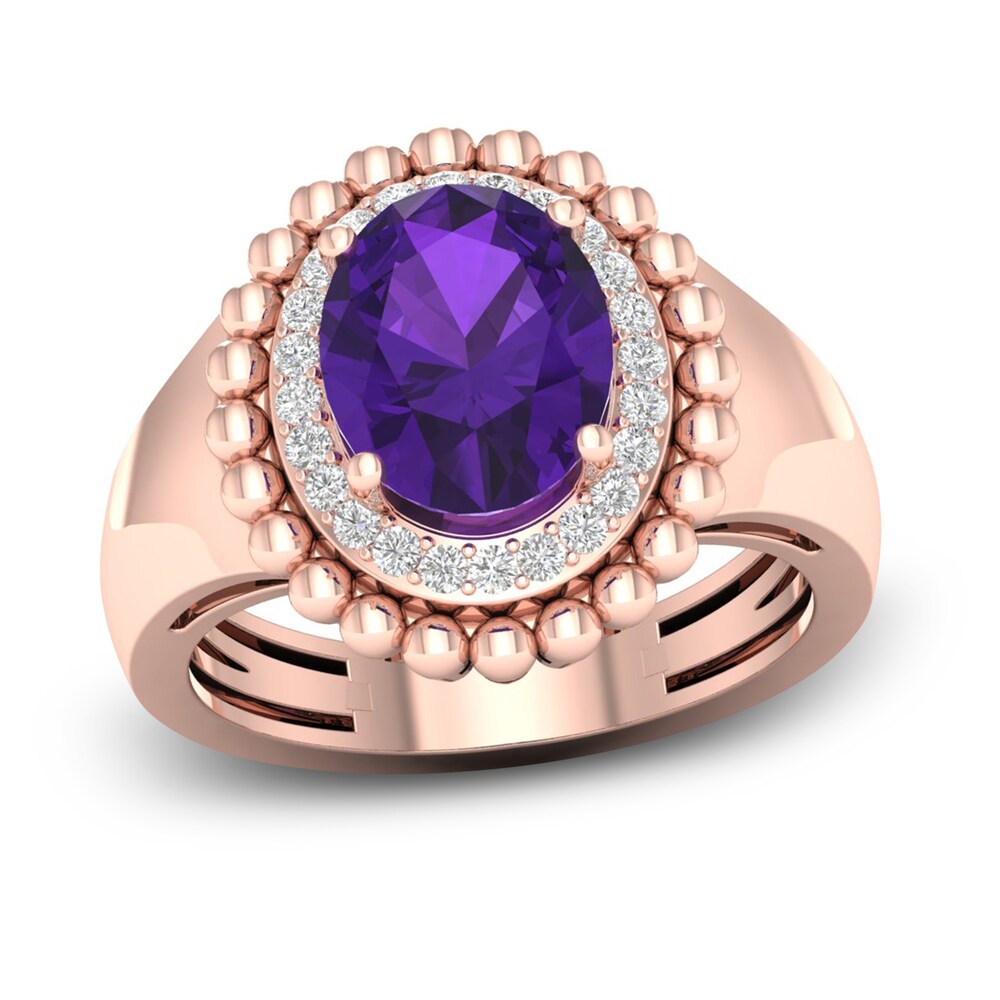 Natural Amethyst Ring 1/6 ct tw Diamonds 14K Rose Gold TSqTKGKf