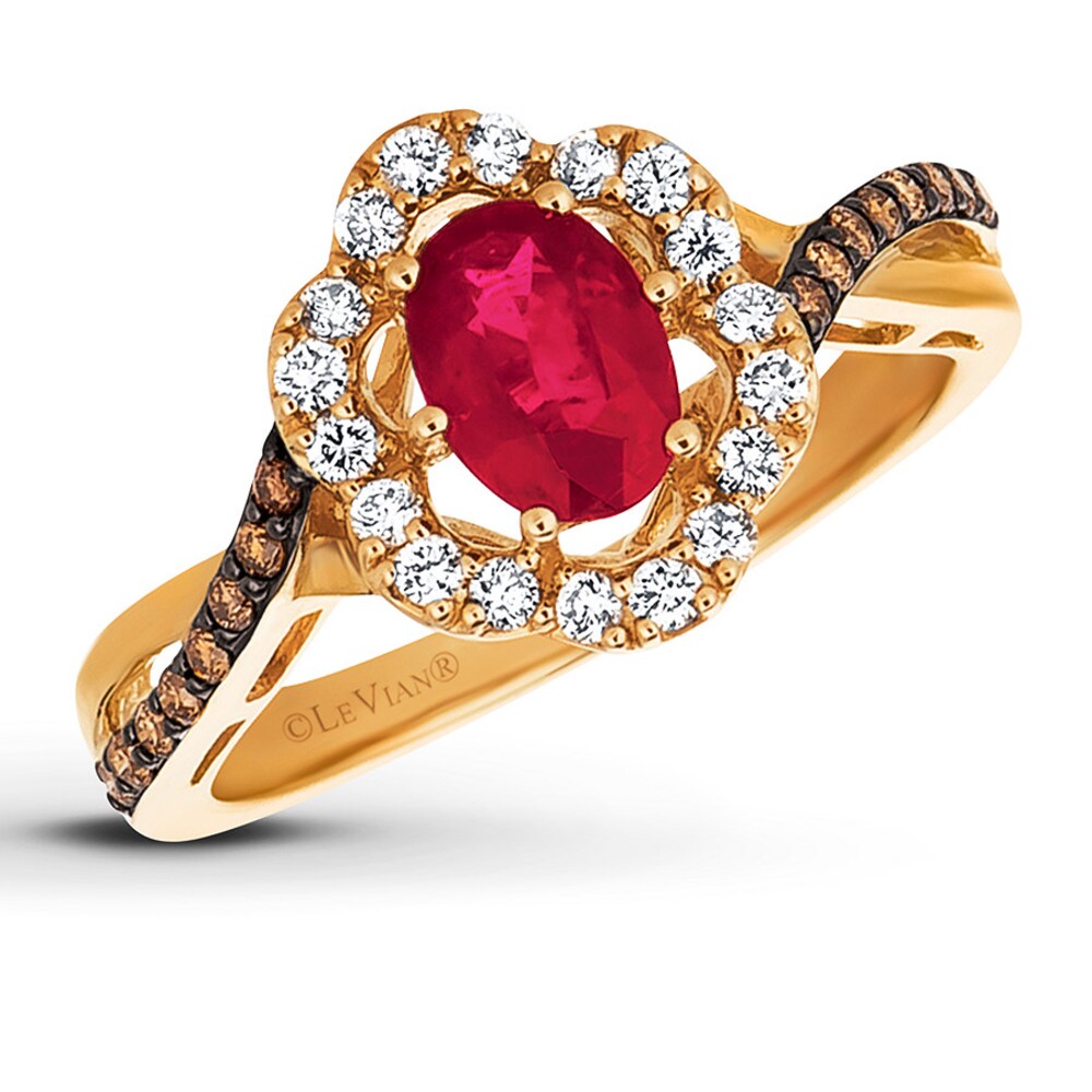 Le Vian Natural Ruby Ring 1/3 ct tw Diamonds 14K Honey Gold TVJEqurR